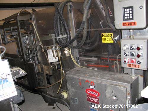 Used Used: Doboy Model 840 Triseal Carton top closer capable of speeds up to 60 CPM. Has carton size range: (length) 4" to 12" (width) 2" to 9" (height) 1-7/8" to 5". Has Nordson hot melt glue system.