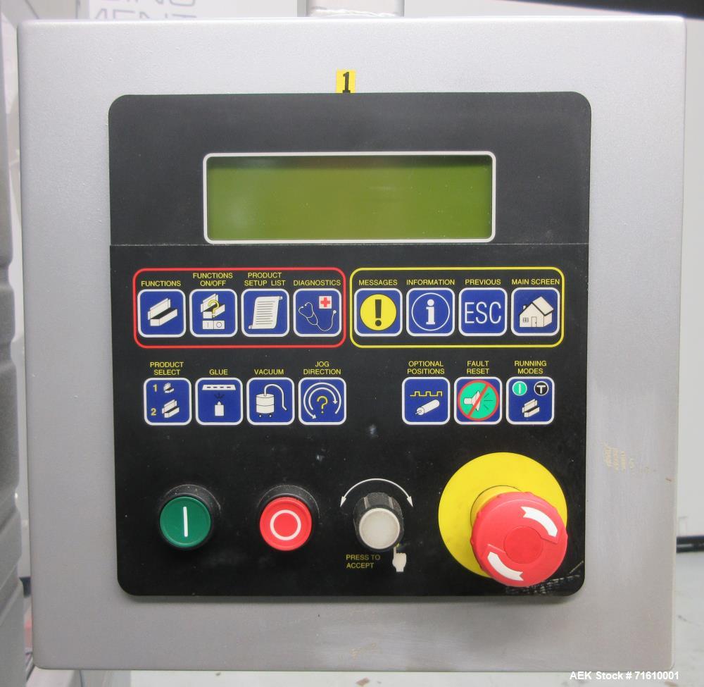 Used Bosch (Doboy) Model 7520 Automatic Dual Head Tray Former and Top Load Carton Former. Capable of speeds from 50 - 150 Trays/Cartons per minute (depending on application). Set up with Nordson Pro ...