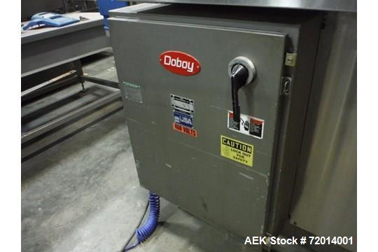 Used- Doboy Tray Former, Model 751. Single mandrel former with hot melt. Relay logic for controls. Nordson ProBlue 10 hot me...