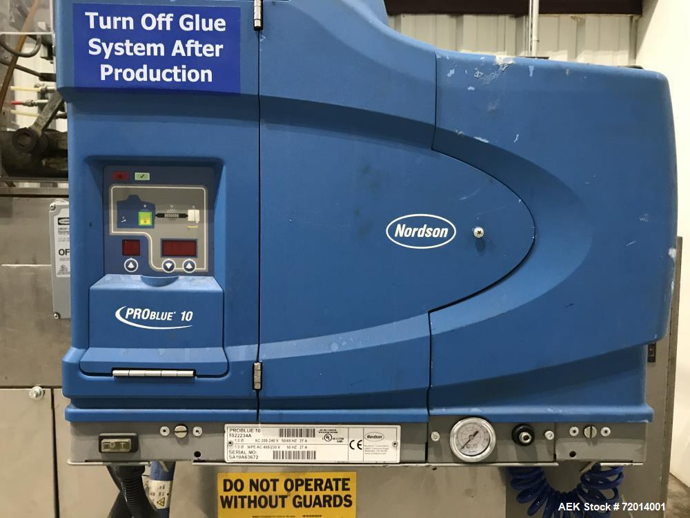 Used- Doboy Tray Former, Model 751. Single mandrel former with hot melt. Relay logic for controls. Nordson ProBlue 10 hot me...