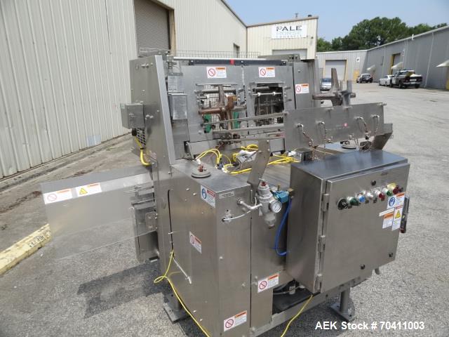 Used- Klik Lok Dual Head Tray Former; Model KFWD. Stainless steel construction. Dual forming chambers, self locking style sy...