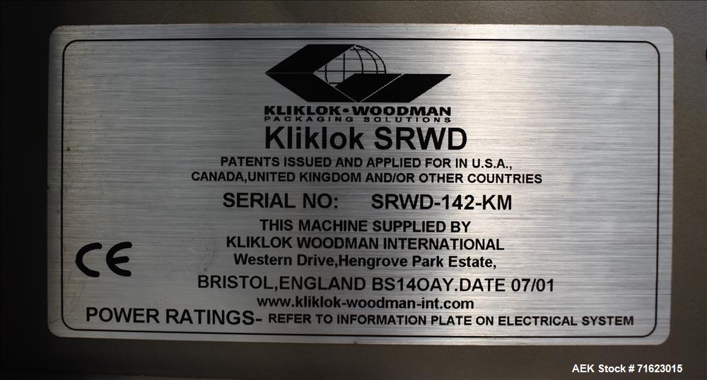 Used- Kliklok SRWD Dual Head Tab Lock Top Load Carton/Tray Former Up To 120 CPM