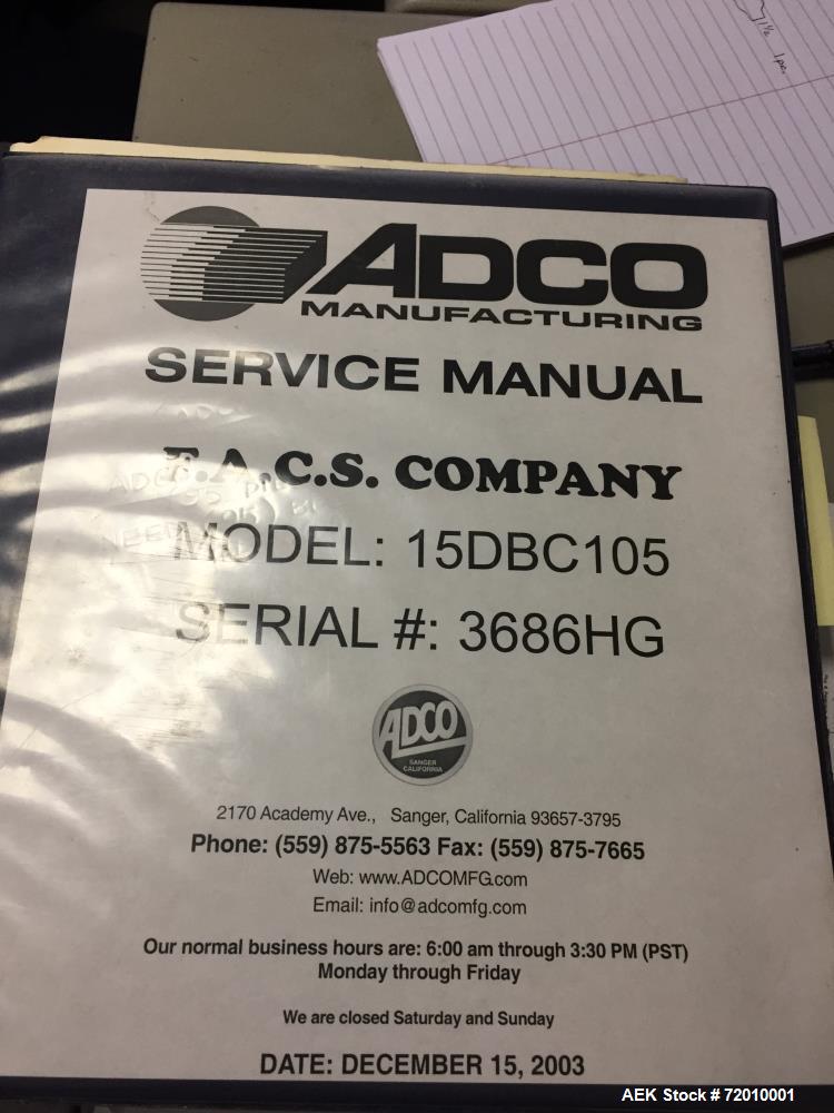 Used Adco Model 15DBC105-EC Automatic Horizontal Cartoner