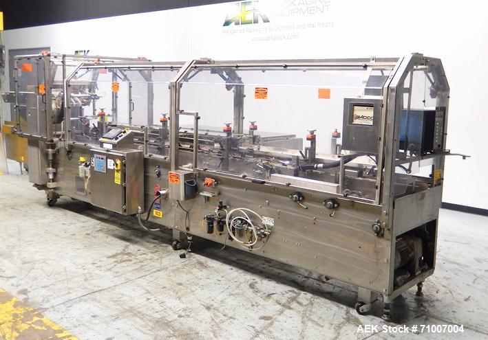 Used Adco Model 15DBC105-SS Horizontal Automatic Load Glue Cartoner.