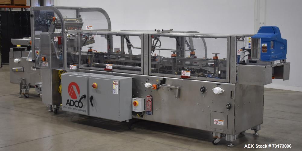 Used Adco Model JET-BC-SS Stainless Steel Automatic Load Cartoner Capable of speeds up to 120 cartons per minute