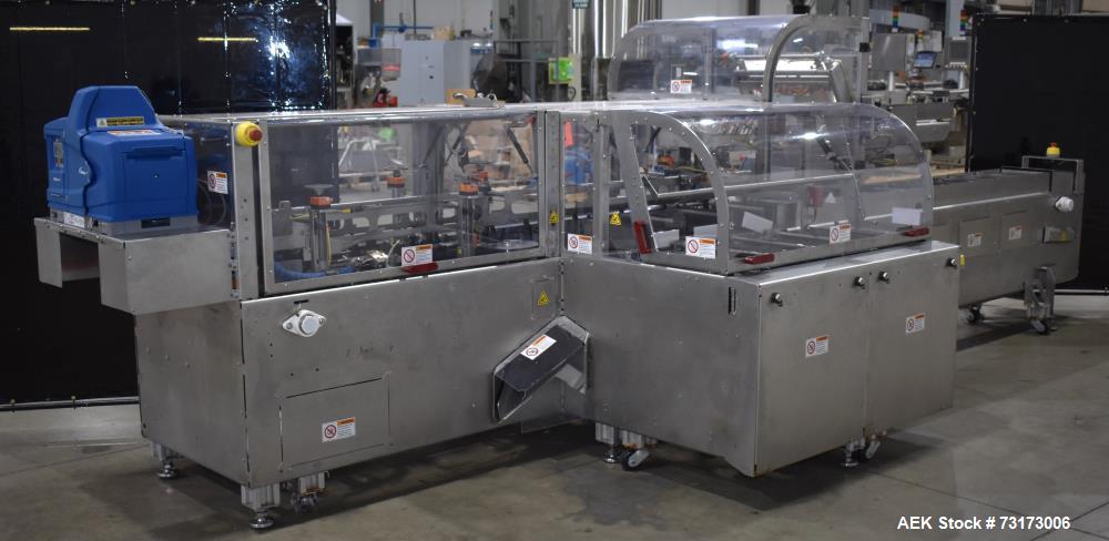 Used Adco Model JET-BC-SS Stainless Steel Automatic Load Cartoner Capable of speeds up to 120 cartons per minute