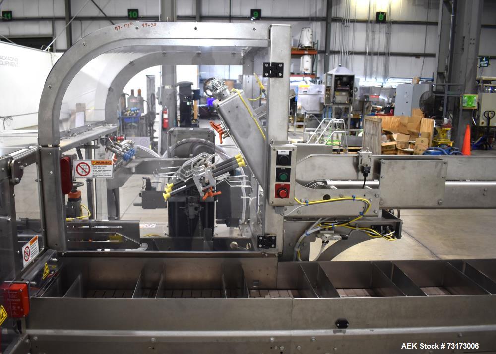 Used Adco Model JET-BC-SS Stainless Steel Automatic Load Cartoner Capable of speeds up to 120 cartons per minute