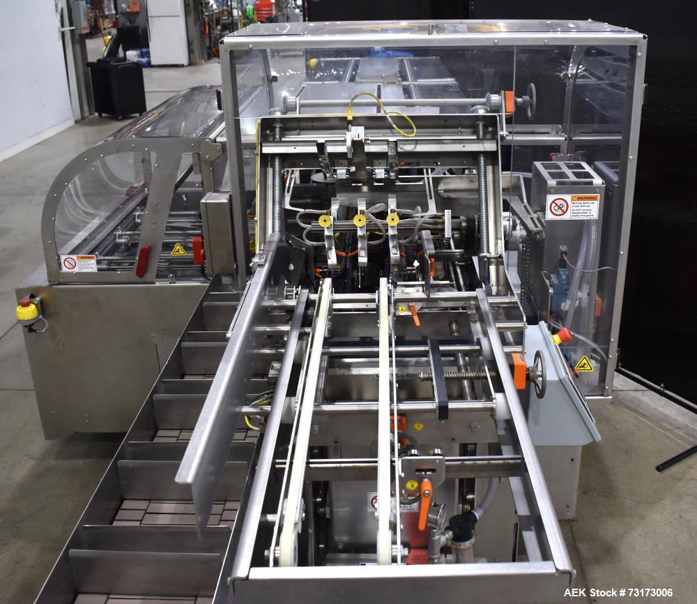 Used Adco Model JET-BC-SS Stainless Steel Automatic Load Cartoner Capable of speeds up to 120 cartons per minute