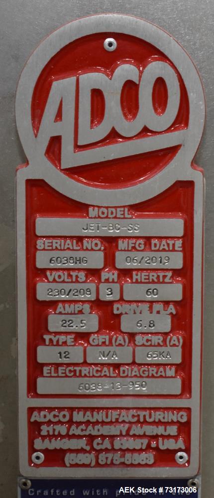 Used Adco Model JET-BC-SS Stainless Steel Automatic Load Cartoner Capable of speeds up to 120 cartons per minute