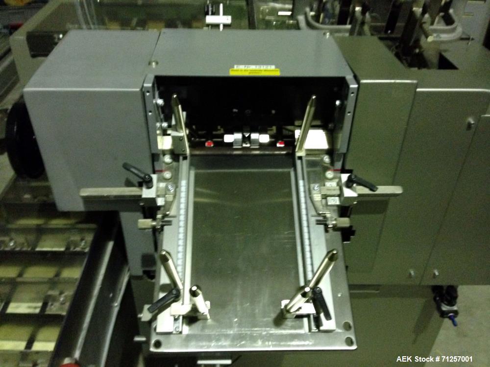 Used Bosch (Harro Hoflinger) Cartonetta Horizontal Cartoner. Capable of speeds up to 60 cartons per minute. Has a carton size range: (Length) 15mm - 96mm (width) 15mm - 66mm (Depth) 60mm - 180mm.  19...