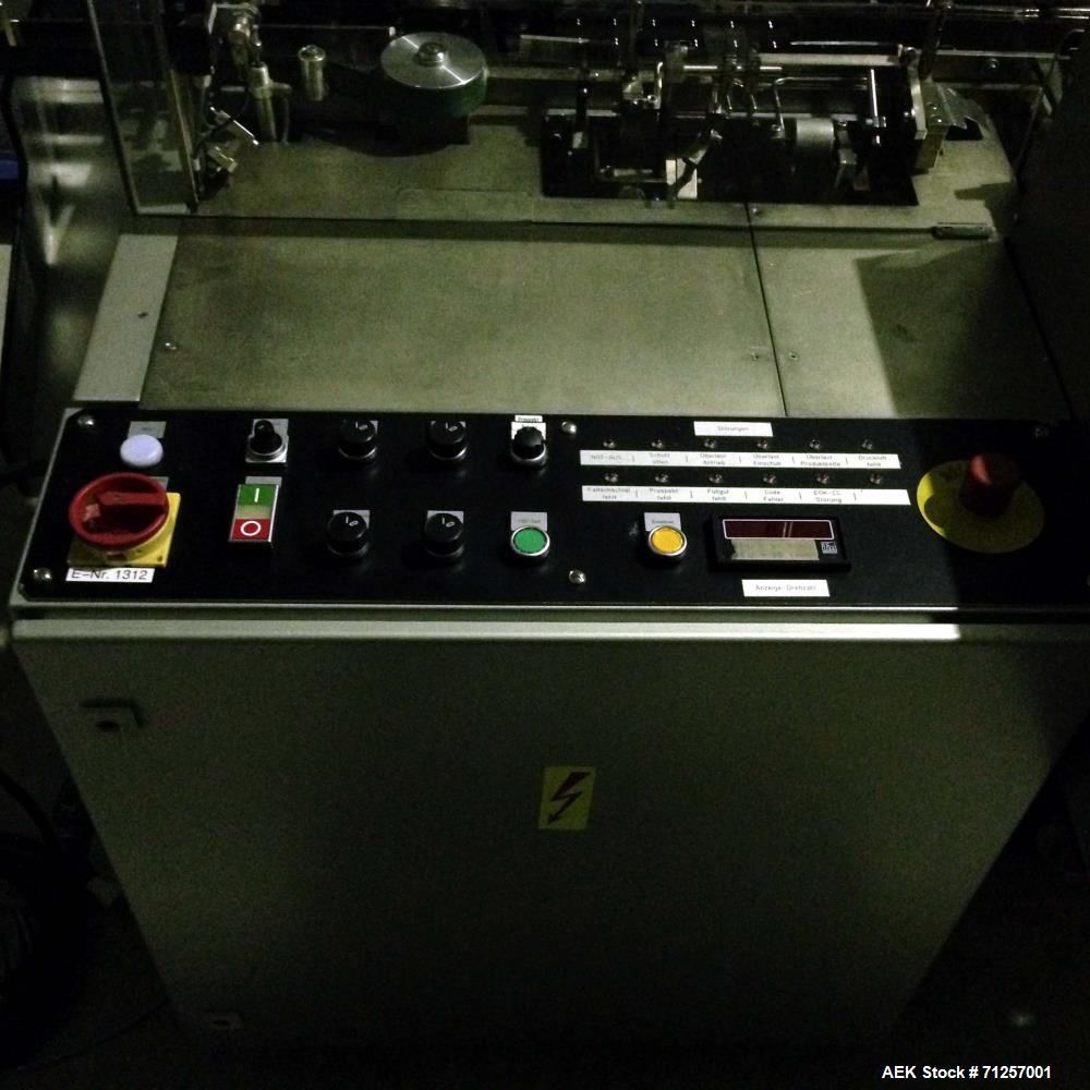 Used Bosch (Harro Hoflinger) Cartonetta Horizontal Cartoner. Capable of speeds up to 60 cartons per minute. Has a carton size range: (Length) 15mm - 96mm (width) 15mm - 66mm (Depth) 60mm - 180mm.  19...