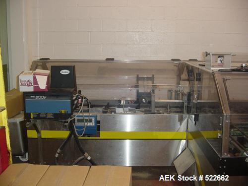 USED: Econocorp model ECM continuous motion auto-load stainless steel cartoner rated up to 100 cpm. Built 2002. Hand wheel size adjustment, lugs currently set on 12" centers. Cartoner size range: 2"-...