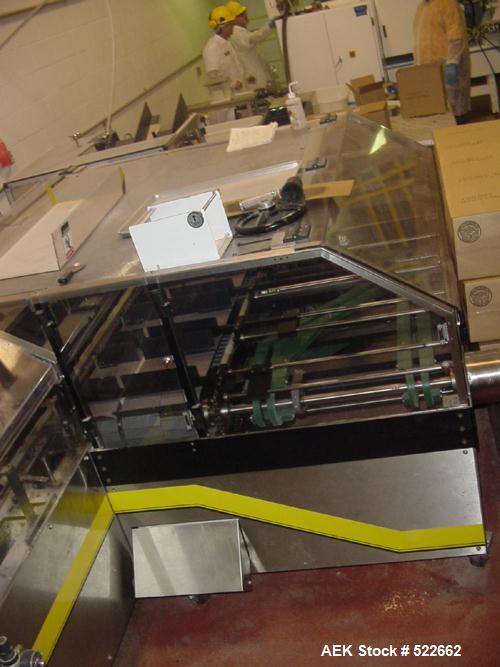 USED: Econocorp model ECM continuous motion auto-load stainless steel cartoner rated up to 100 cpm. Built 2002. Hand wheel size adjustment, lugs currently set on 12" centers. Cartoner size range: 2"-...
