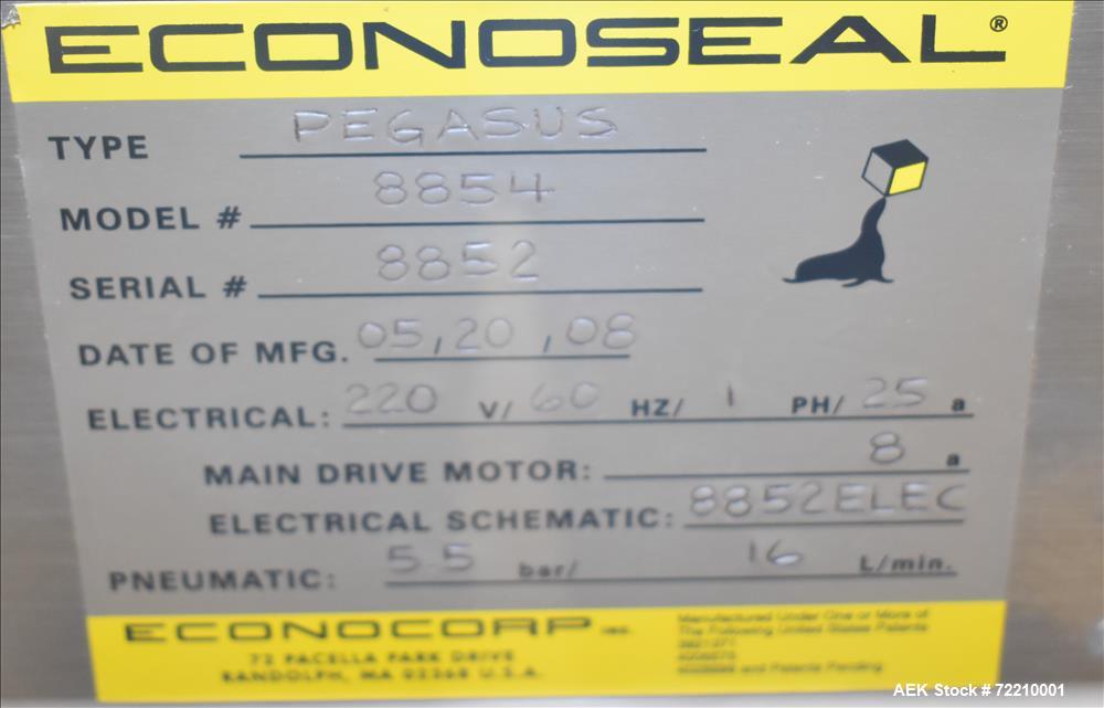 Used- Econocorp Pegasus Automatic Horizontal Continuous Motion Hot Melt Glue Car