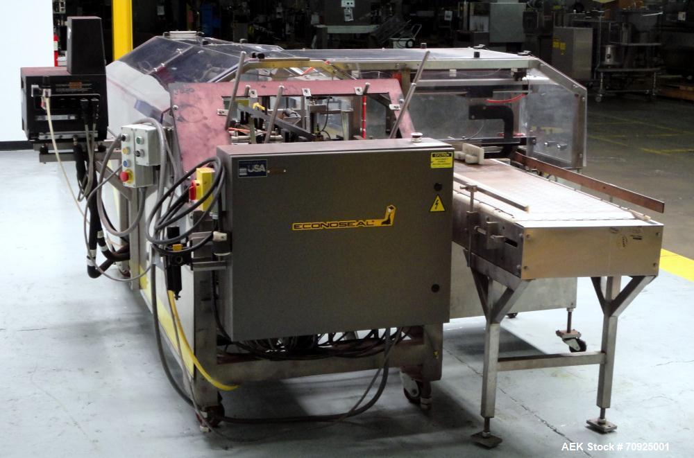 Used Econocorp Spartan Automatic Horizontal Glue Cartoner capable of speeds up to 40 cartons per minute. Has 12" centers for carton size range:  length 4" - 10" , width 1" - 4",  depth 8" (approx)  -...