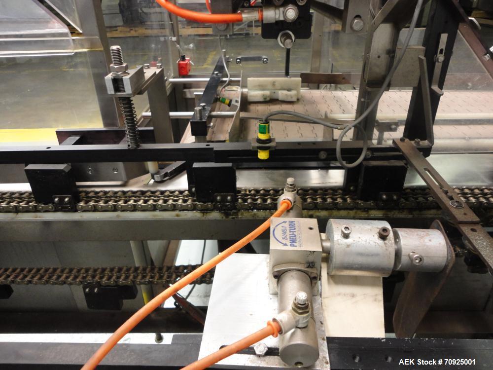 Used Econocorp Spartan Automatic Horizontal Glue Cartoner capable of speeds up to 40 cartons per minute. Has 12" centers for carton size range:  length 4" - 10" , width 1" - 4",  depth 8" (approx)  -...