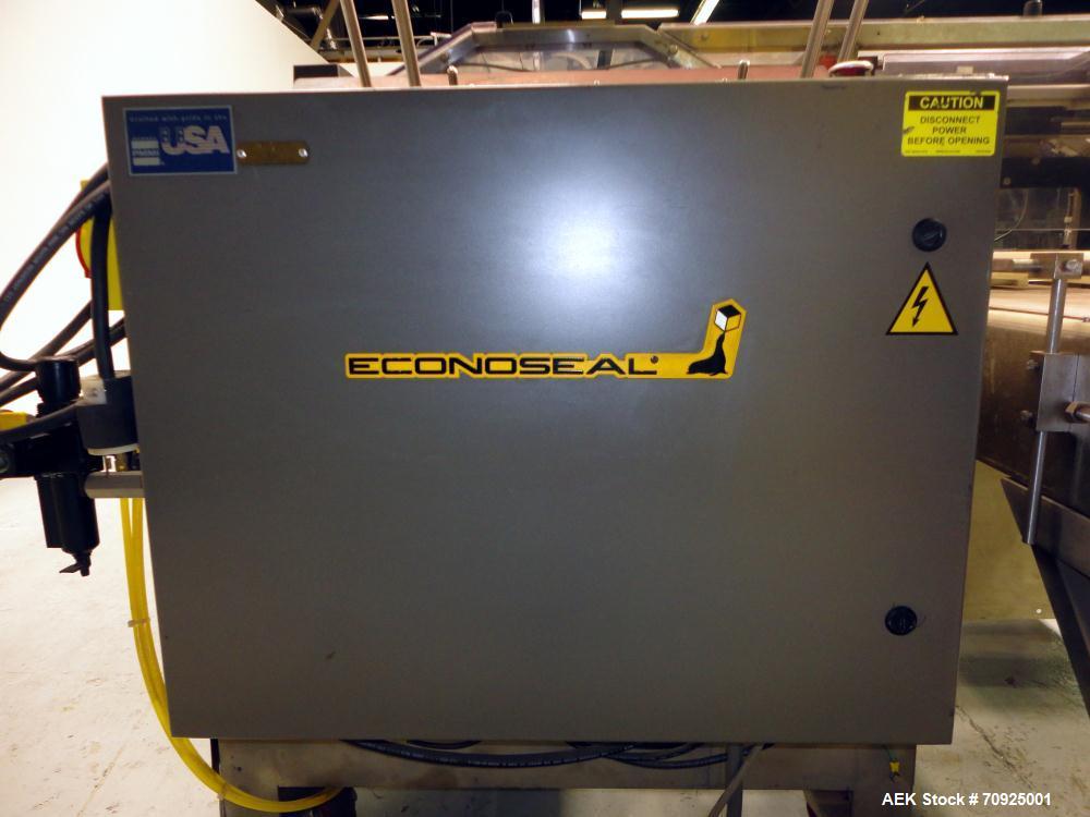 Used Econocorp Spartan Automatic Horizontal Glue Cartoner capable of speeds up to 40 cartons per minute. Has 12" centers for carton size range:  length 4" - 10" , width 1" - 4",  depth 8" (approx)  -...