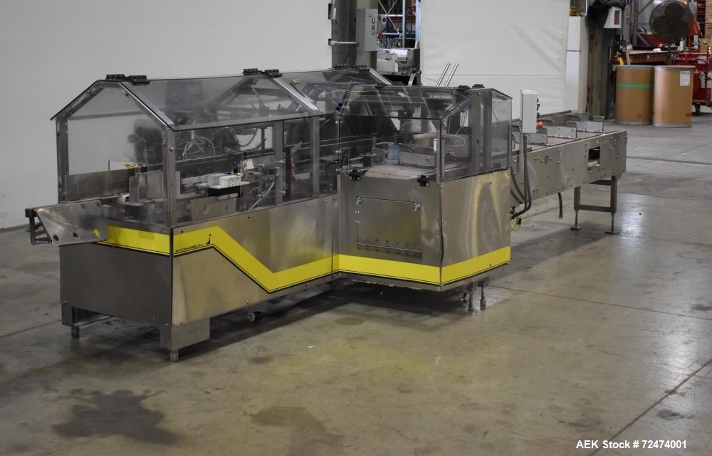 Used Econocorp Econoseal Spartan Automatic Horizontal Intermittent Hotmelt Glue Cartoner. Capable of speeds up to 40 cartons per minute (depending on carton style). Carton size range: 2" - 10" Length...