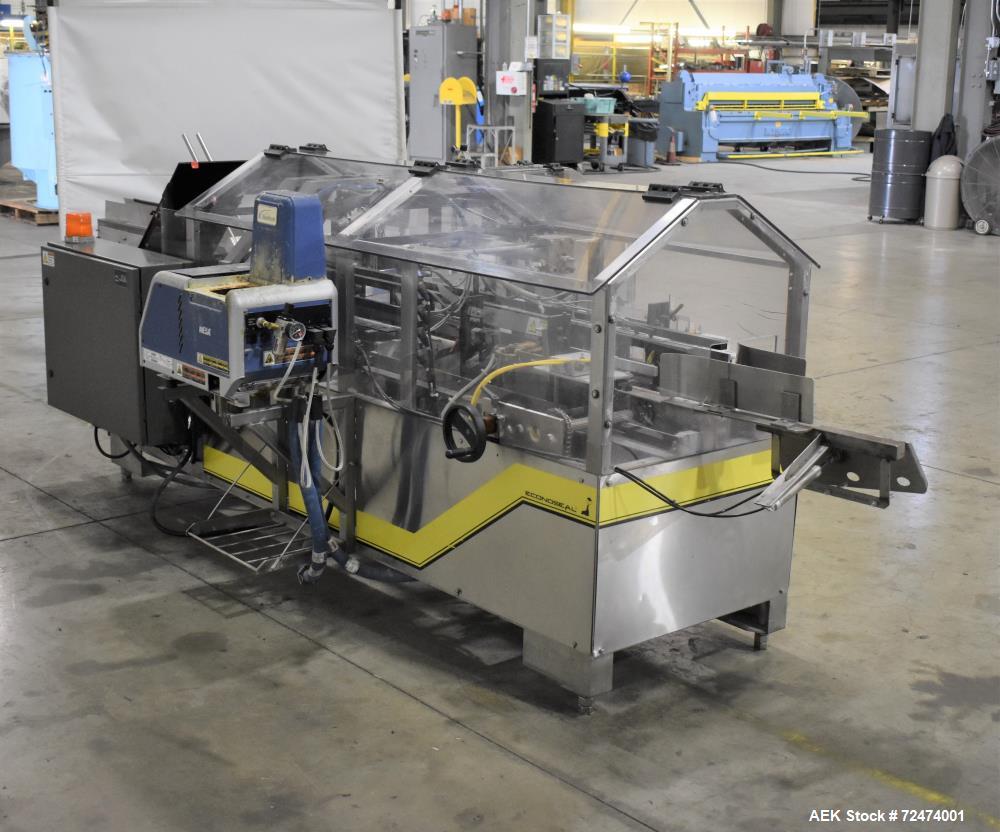 Used Econocorp Econoseal Spartan Automatic Horizontal Intermittent Hotmelt Glue Cartoner. Capable of speeds up to 40 cartons per minute (depending on carton style). Carton size range: 2" - 10" Length...