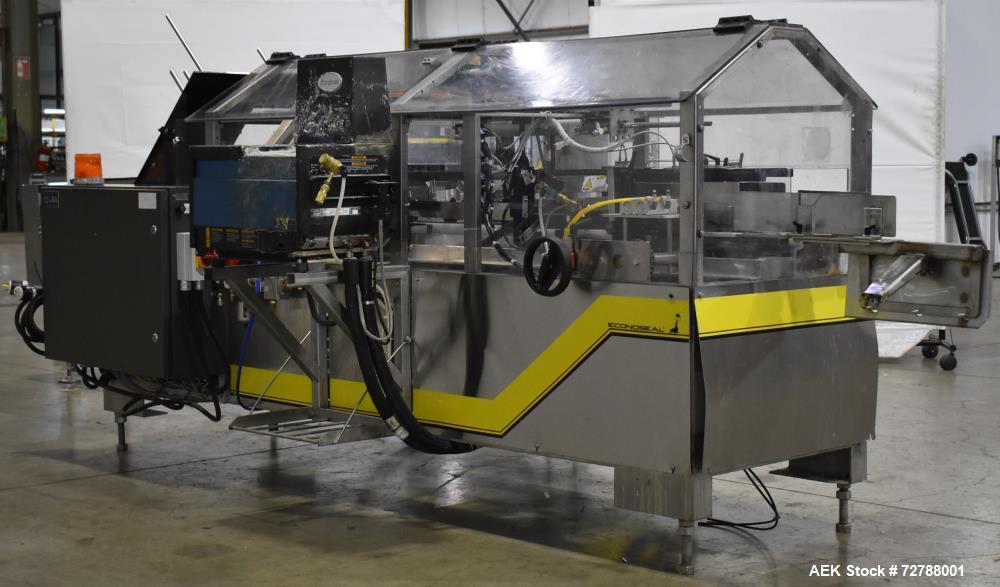 Used Econocorp Econoseal Spartan Automatic Horizontal Intermittent Hotmelt Glue Cartoner. Capable of speeds up to 40 cartons per minute (depending on carton style). Carton size range: 2" - 10" Length...