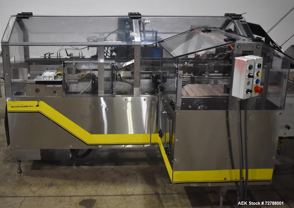 Used Econocorp Econoseal Spartan Automatic Horizontal Intermittent Hotmelt Glue Cartoner. Capable of speeds up to 40 cartons per minute (depending on carton style). Carton size range: 2" - 10" Length...