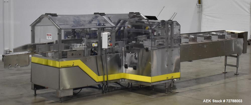 Used Econocorp Econoseal Spartan Automatic Horizontal Intermittent Hotmelt Glue Cartoner. Capable of speeds up to 40 cartons per minute (depending on carton style). Carton size range: 2" - 10" Length...
