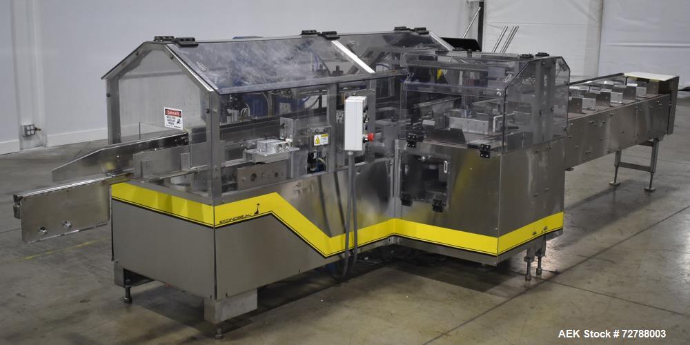 Used Econocorp Econoseal Spartan Automatic Horizontal Intermittent Hotmelt Glue Cartoner. Capable of speeds up to 40 cartons per minute (depending on carton style). Carton size range: 2" - 10" Length...