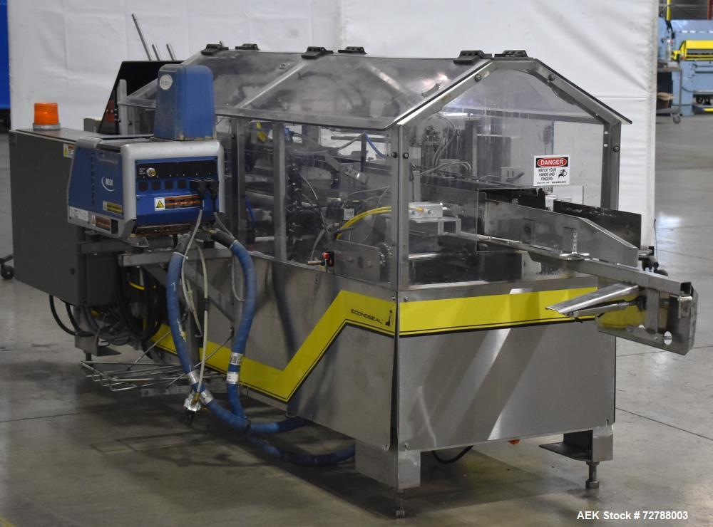Used Econocorp Econoseal Spartan Automatic Horizontal Intermittent Hotmelt Glue Cartoner. Capable of speeds up to 40 cartons per minute (depending on carton style). Carton size range: 2" - 10" Length...