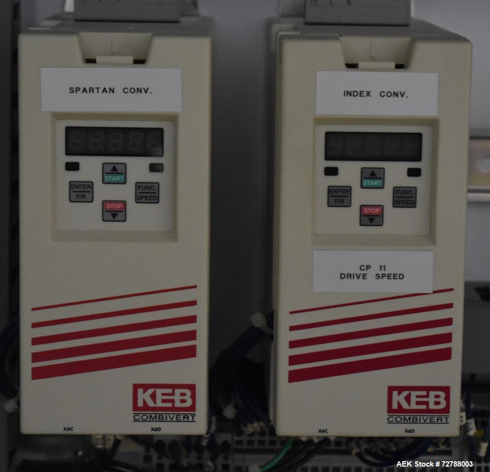 Used Econocorp Econoseal Spartan Automatic Horizontal Intermittent Hotmelt Glue Cartoner. Capable of speeds up to 40 cartons per minute (depending on carton style). Carton size range: 2" - 10" Length...