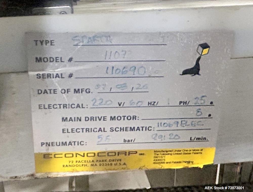 Econocorp Model Spartan Automatic Cartoner – 35 CPM | Hot Melt Glue System