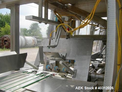 Used Kliklok Captain H Horizontal Automatic Cartoner, model HS-11198, stainless steel construction. Approximately over 150 cartons per minute, size range 2" to 7" long x 1 1/2" to 3" wide x 4" to 10"...