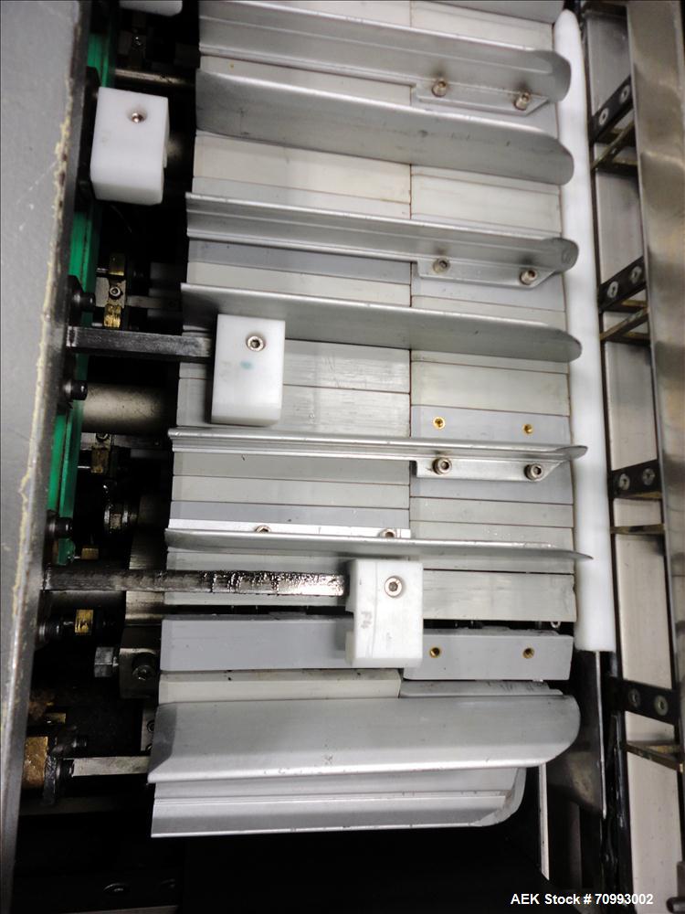 Used IWKA Model CP150 Automatic Horizontal Tube Cartoner. Capable of speeds up to 150 cartons per minute. Carton size: (Length) 20mm-90mm, (Width) 15mm-60mm, (Depth) 55mm-180mm. Set up for Reverse tu...
