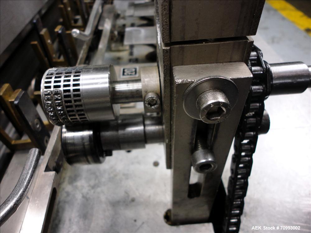 Used IWKA Model CP150 Automatic Horizontal Tube Cartoner. Capable of speeds up to 150 cartons per minute. Carton size: (Length) 20mm-90mm, (Width) 15mm-60mm, (Depth) 55mm-180mm. Set up for Reverse tu...
