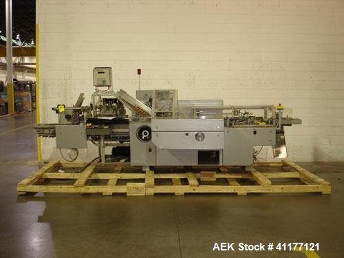 Used IWKA Continuous Motion Horizontal Cartoner, Model CPR. Speed up to 200 cartons per minute depending on product characteristics. Fitted with GUK type FA21/4 Cartonac 81 leaflet folder / inserter ...