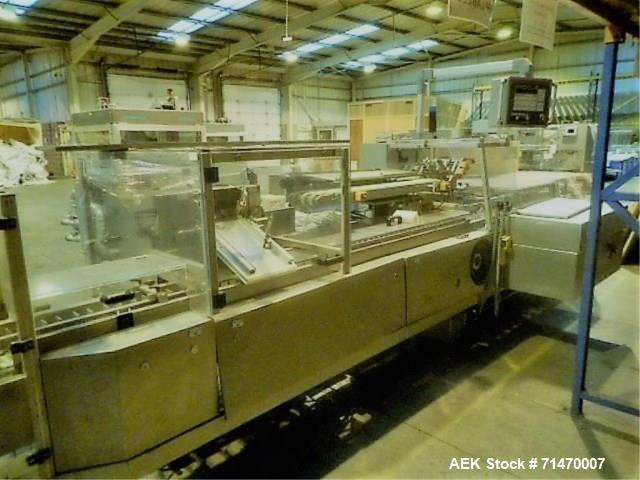 Used I IWKA CPS-R Automatic Horizontal Blisterpack Tuck Cartoner with Blister Transfer . Capable of speeds up to 300 cartons per minute. Cartoner is on n 6" centers for a carton size range: (Length) ...