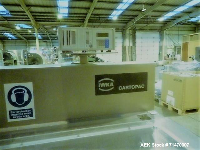Used I IWKA CPS-R Automatic Horizontal Blisterpack Tuck Cartoner with Blister Transfer . Capable of speeds up to 300 cartons per minute. Cartoner is on n 6" centers for a carton size range: (Length) ...