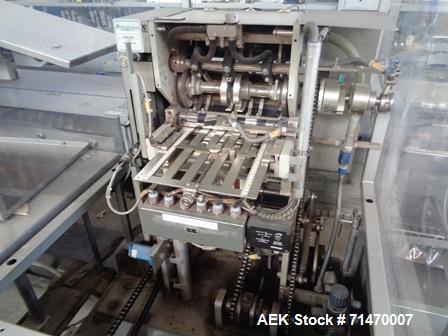 Used I IWKA CPS-R Automatic Horizontal Blisterpack Tuck Cartoner with Blister Transfer . Capable of speeds up to 300 cartons per minute. Cartoner is on n 6" centers for a carton size range: (Length) ...