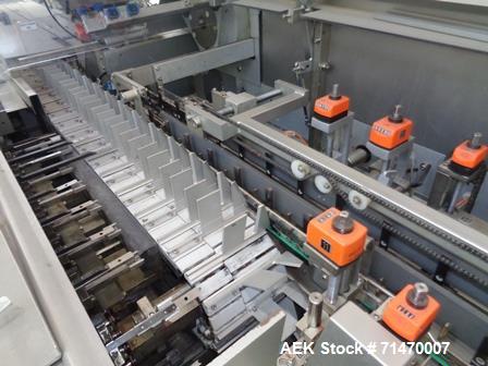 Used I IWKA CPS-R Automatic Horizontal Blisterpack Tuck Cartoner with Blister Transfer . Capable of speeds up to 300 cartons per minute. Cartoner is on n 6" centers for a carton size range: (Length) ...