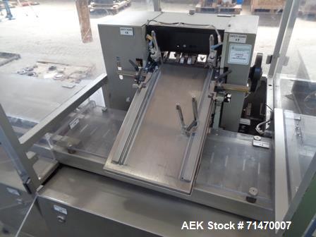 Used I IWKA CPS-R Automatic Horizontal Blisterpack Tuck Cartoner with Blister Transfer . Capable of speeds up to 300 cartons per minute. Cartoner is on n 6" centers for a carton size range: (Length) ...