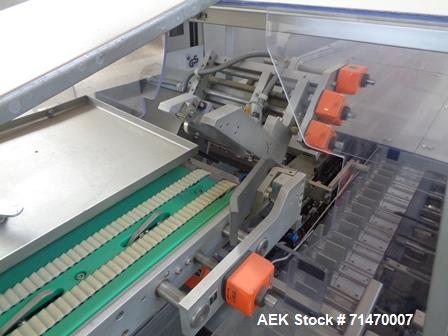 Used I IWKA CPS-R Automatic Horizontal Blisterpack Tuck Cartoner with Blister Transfer . Capable of speeds up to 300 cartons per minute. Cartoner is on n 6" centers for a carton size range: (Length) ...