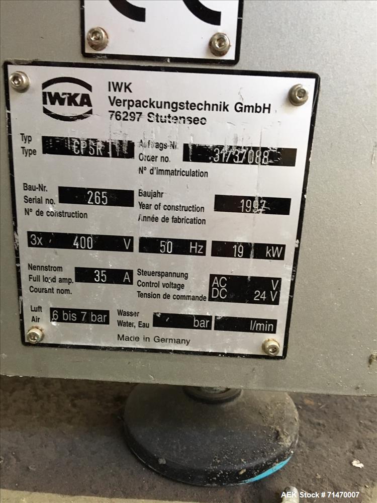 Used I IWKA CPS-R Automatic Horizontal Blisterpack Tuck Cartoner with Blister Transfer . Capable of speeds up to 300 cartons per minute. Cartoner is on n 6" centers for a carton size range: (Length) ...