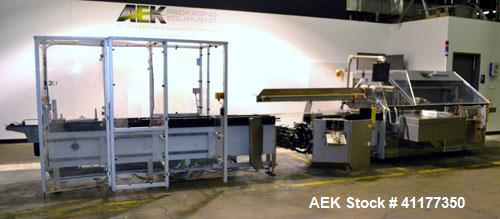 Used IWKA SC4 automatic horizontal cartoner capable of speeds up to 450 cartons per minute. Three Chain unit on 4" centers with adjustable bucket infeed.Carton size range: (Length) 20 to 75 mm, (Widt...