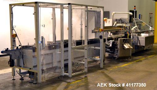 Used IWKA SC4 automatic horizontal cartoner capable of speeds up to 450 cartons per minute. Three Chain unit on 4" centers with adjustable bucket infeed.Carton size range: (Length) 20 to 75 mm, (Widt...