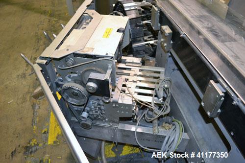 Used IWKA SC4 automatic horizontal cartoner capable of speeds up to 450 cartons per minute. Three Chain unit on 4" centers with adjustable bucket infeed.Carton size range: (Length) 20 to 75 mm, (Widt...