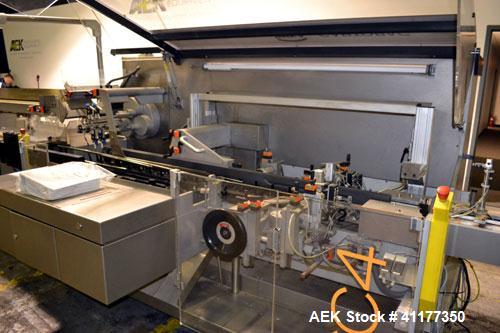 Used IWKA SC4 automatic horizontal cartoner capable of speeds up to 450 cartons per minute. Three Chain unit on 4" centers with adjustable bucket infeed.Carton size range: (Length) 20 to 75 mm, (Widt...