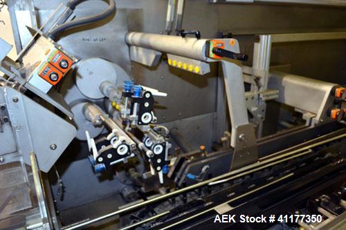 Used IWKA SC4 automatic horizontal cartoner capable of speeds up to 450 cartons per minute. Three Chain unit on 4" centers with adjustable bucket infeed.Carton size range: (Length) 20 to 75 mm, (Widt...