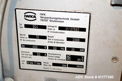 Used IWKA SC4 automatic horizontal cartoner capable of speeds up to 450 cartons per minute. Three Chain unit on 4" centers with adjustable bucket infeed.Carton size range: (Length) 20 to 75 mm, (Widt...