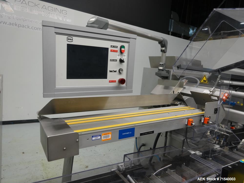 Used IWKA SI 6 Horizontal Glue Cartoner for Pouches or Blow Fill Seal Products