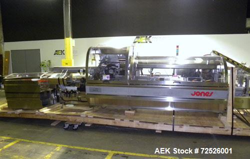 Used Jones Criterion 2000 (IM-C2K) Automatic Intermittent Motion Horizontal Cartoner. Capable of speeds from 20 to 66 cartons per minute. Reverse Tuck flap closures   Has 6" centers for a carton size...