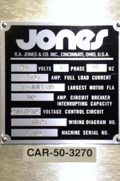 Used Jones Criterion 2000 (IM-C2K) Automatic Intermittent Motion Horizontal Cartoner. Capable of speeds from 20 to 66 cartons per minute. Reverse Tuck flap closures   Has 6" centers for a carton size...